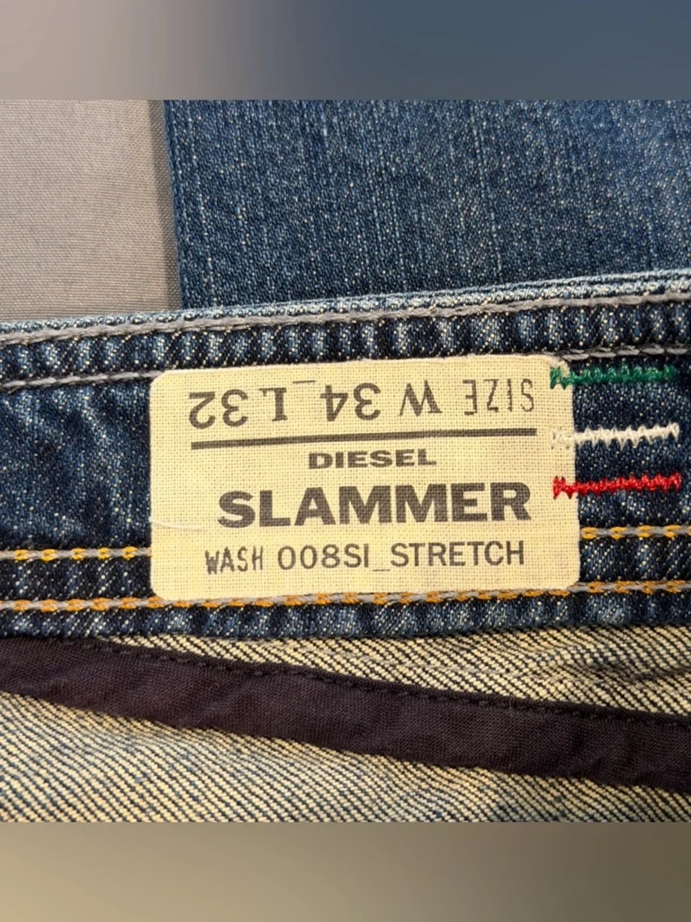 DIESEL Slammer Men's JEANS DENIM Waist 34/32 Distressed Made In Italy Button Fly